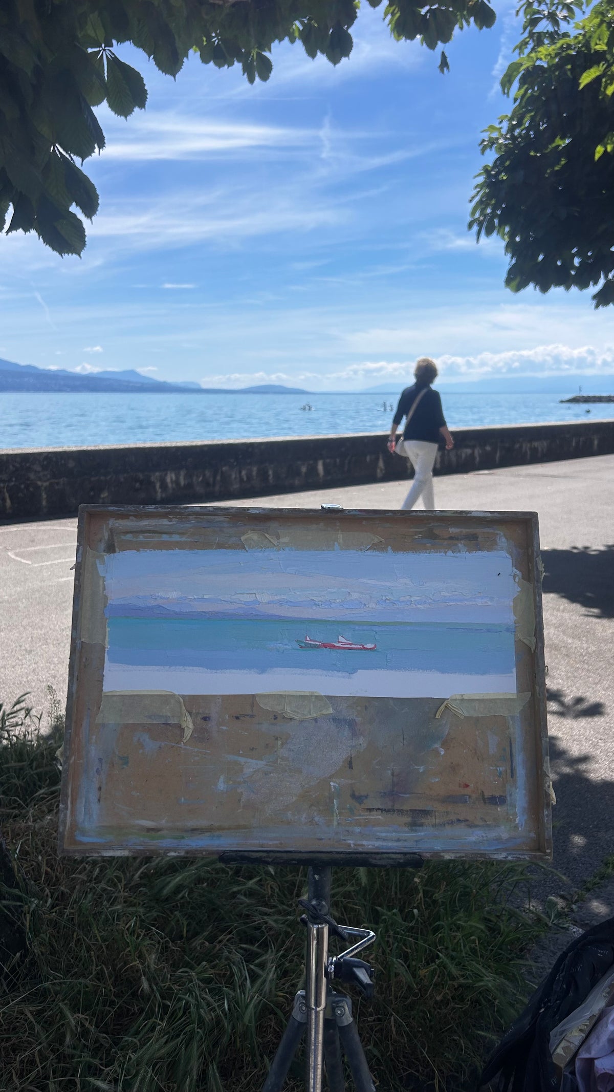 ! First summer day. Lutry. Two boats. 1.06.2026. 10x37 cm