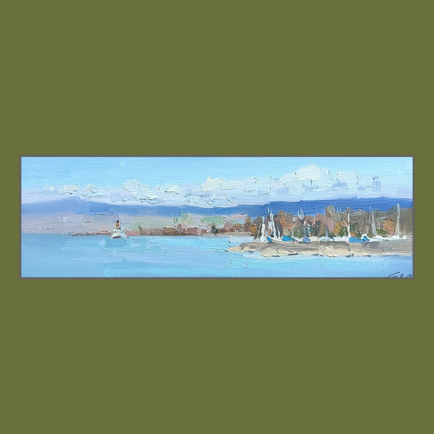 Clouds like sheeps above Léman and Belle Epoque. 23.03.2025. 12x37 cm