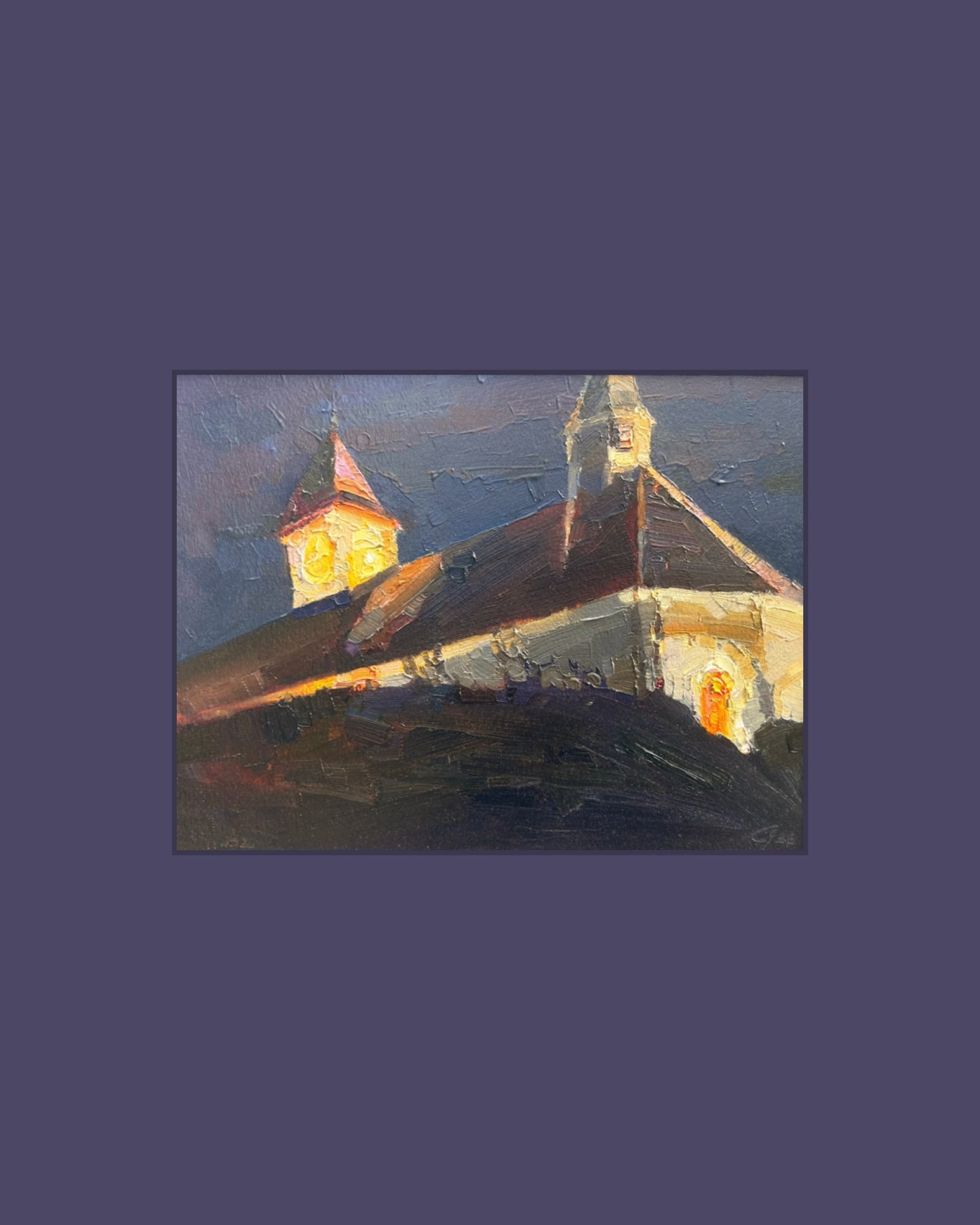 Februarnacht. Pully-Tempel. 11.02.2026. 19,5x26 cm