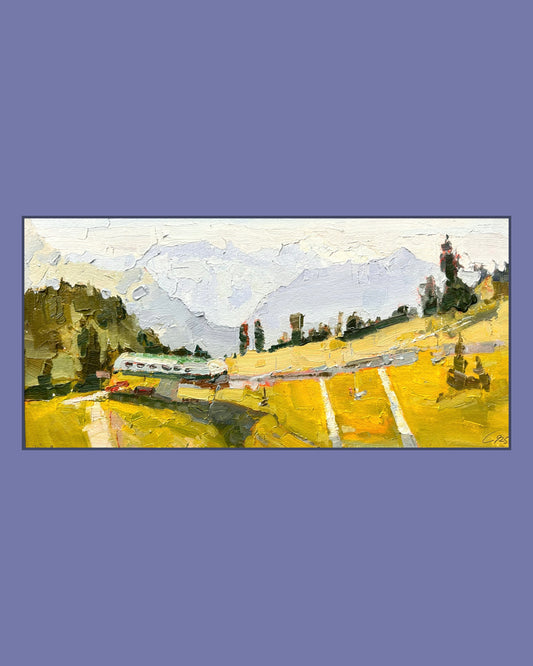 Bretaye. View from the bench at the train station. End of summer. 25.08.2025. 14.5x30.5 cm