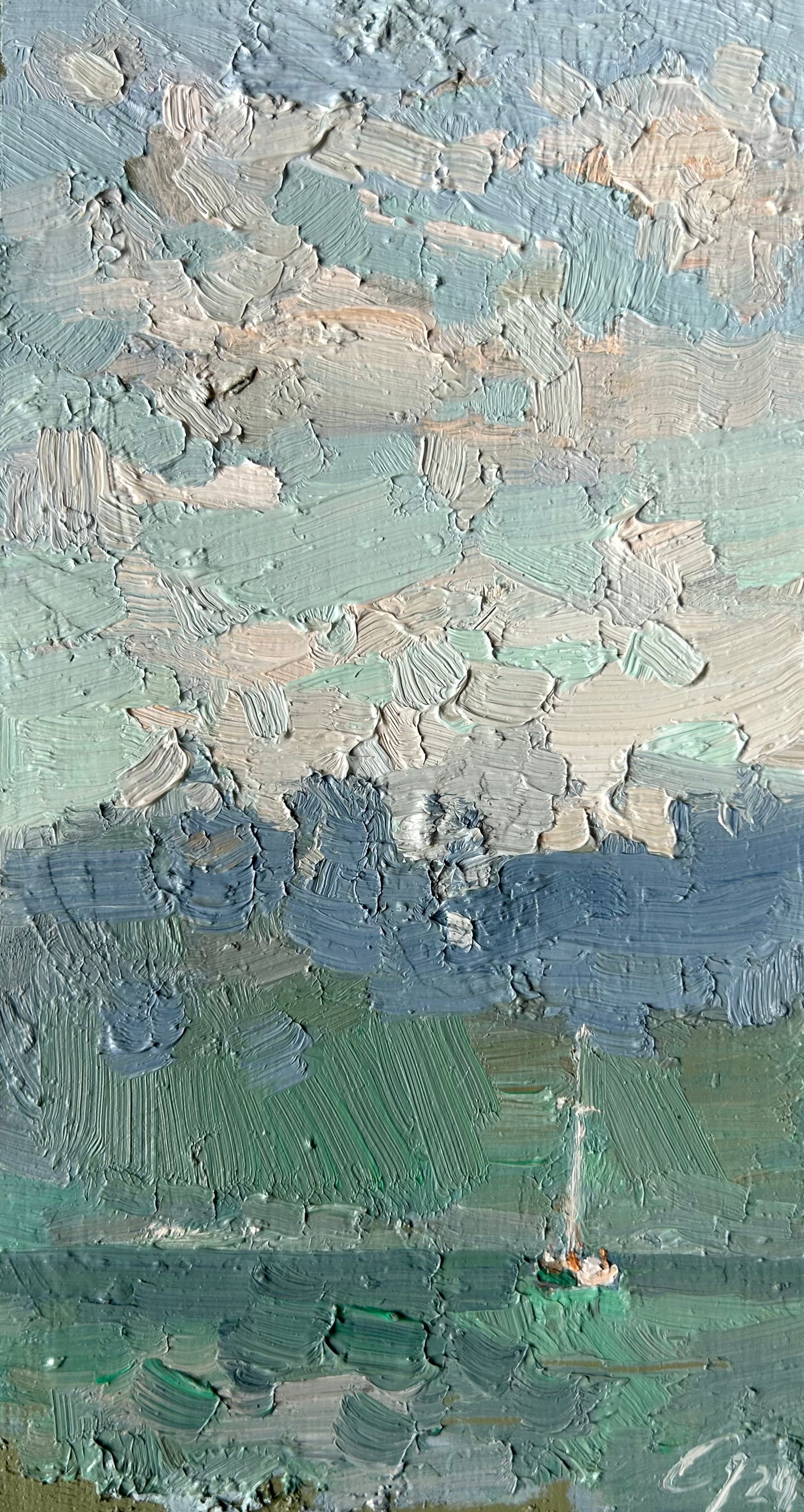 Lonely Boat. Studio etude. 9x18cm