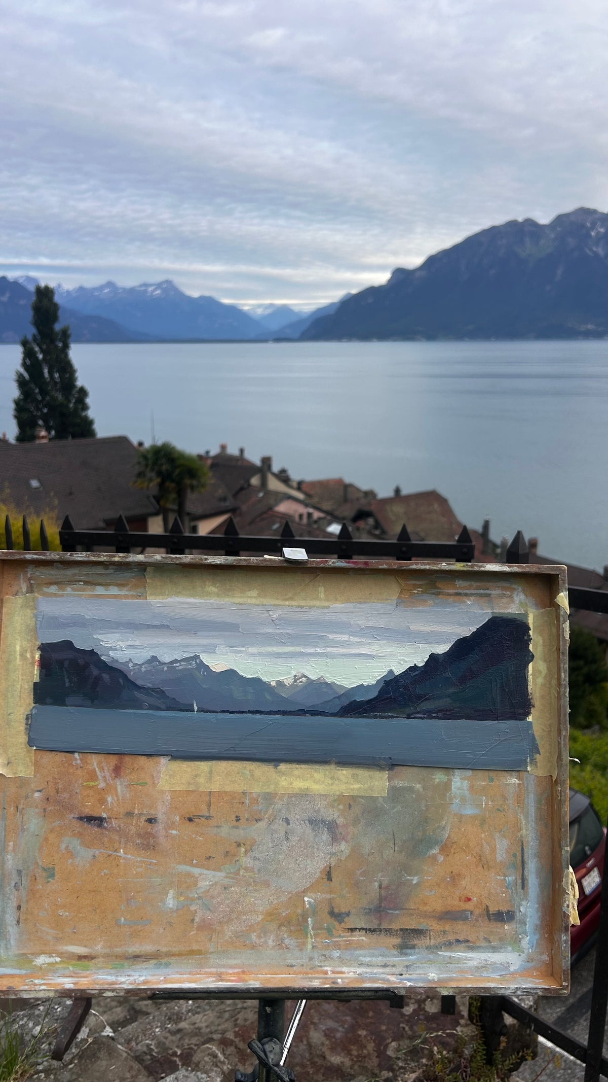 ! Léman and mountains panorama from St-Saphorin. 11.06.2026. 10.5x37 cm