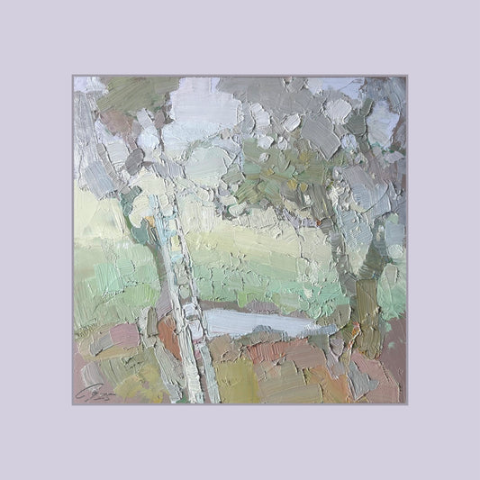 January 21, 2025. Garden in fog. La Croix. 19.5x19.5 cm