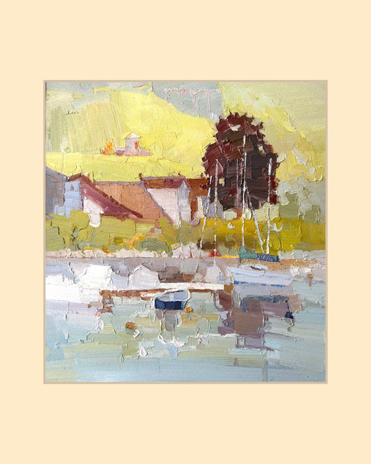 0 Calm morning. Lutry in July 2025. 22x24 cm.