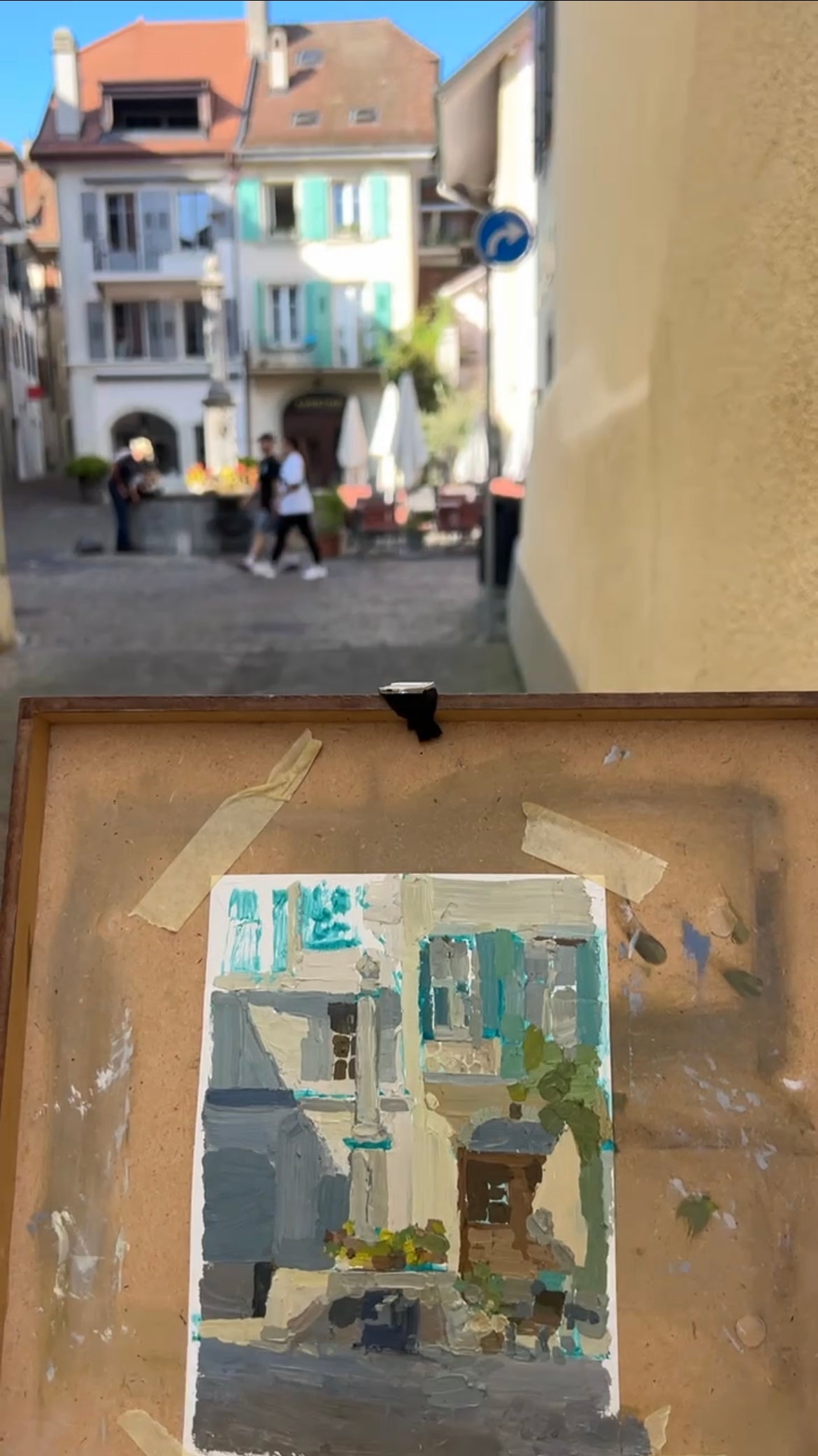 Lutry, Fountain, Place de la Couronne. 14x18cm