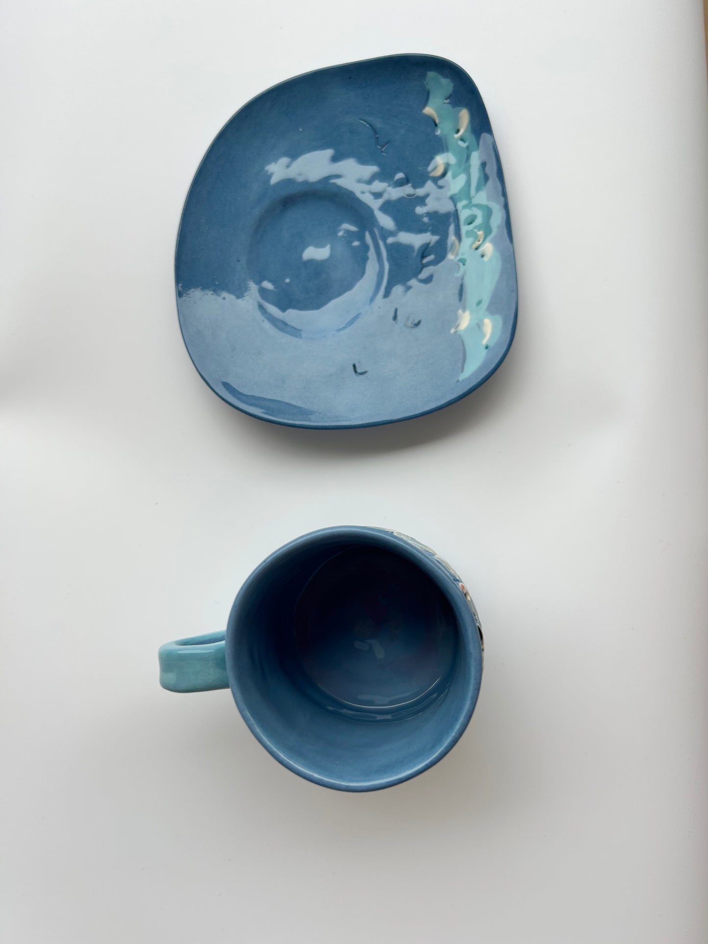 00_Cup 6cm x 5.5 cm diameter, with plate, « Blue Léman » série