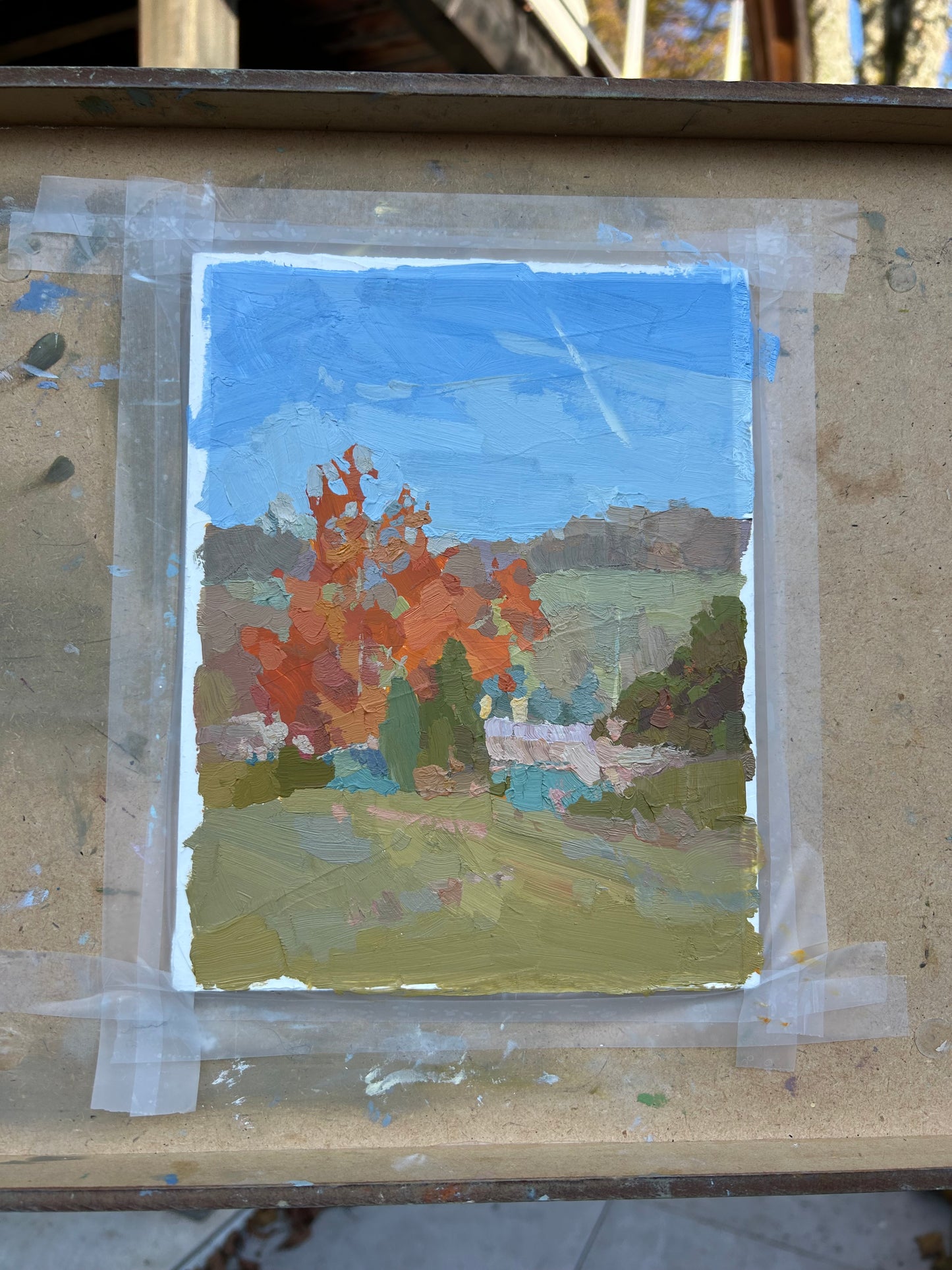 Autumn sky. La Croix. November. 15x20cm