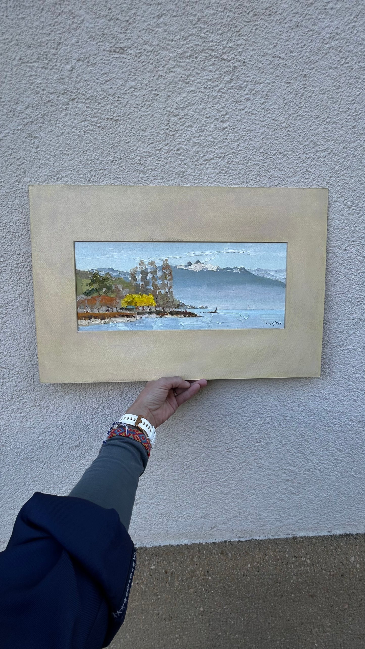 Klassische Ansicht von Lutry im Frühling. 13.03.2026. 15x36 cm
