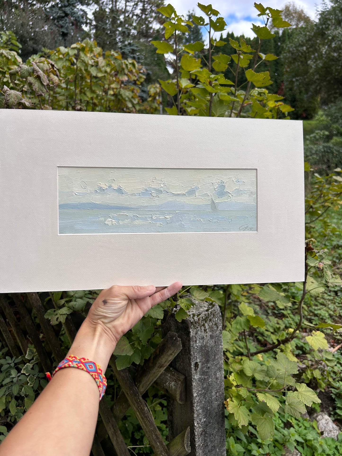 Hot summer evening in Lutry Plage. 9x29cm