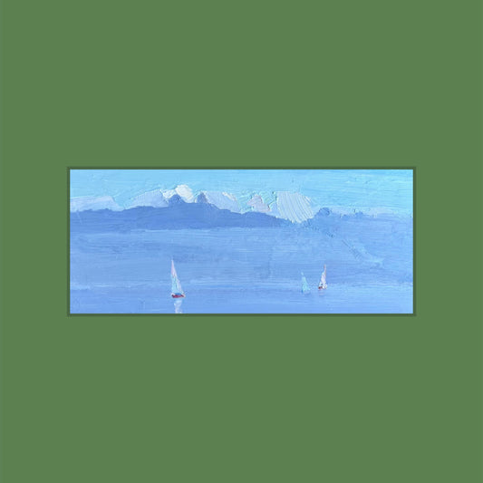 The quiet sailing. October. Lutry port. 24.10.2024. 7.5x16 cm