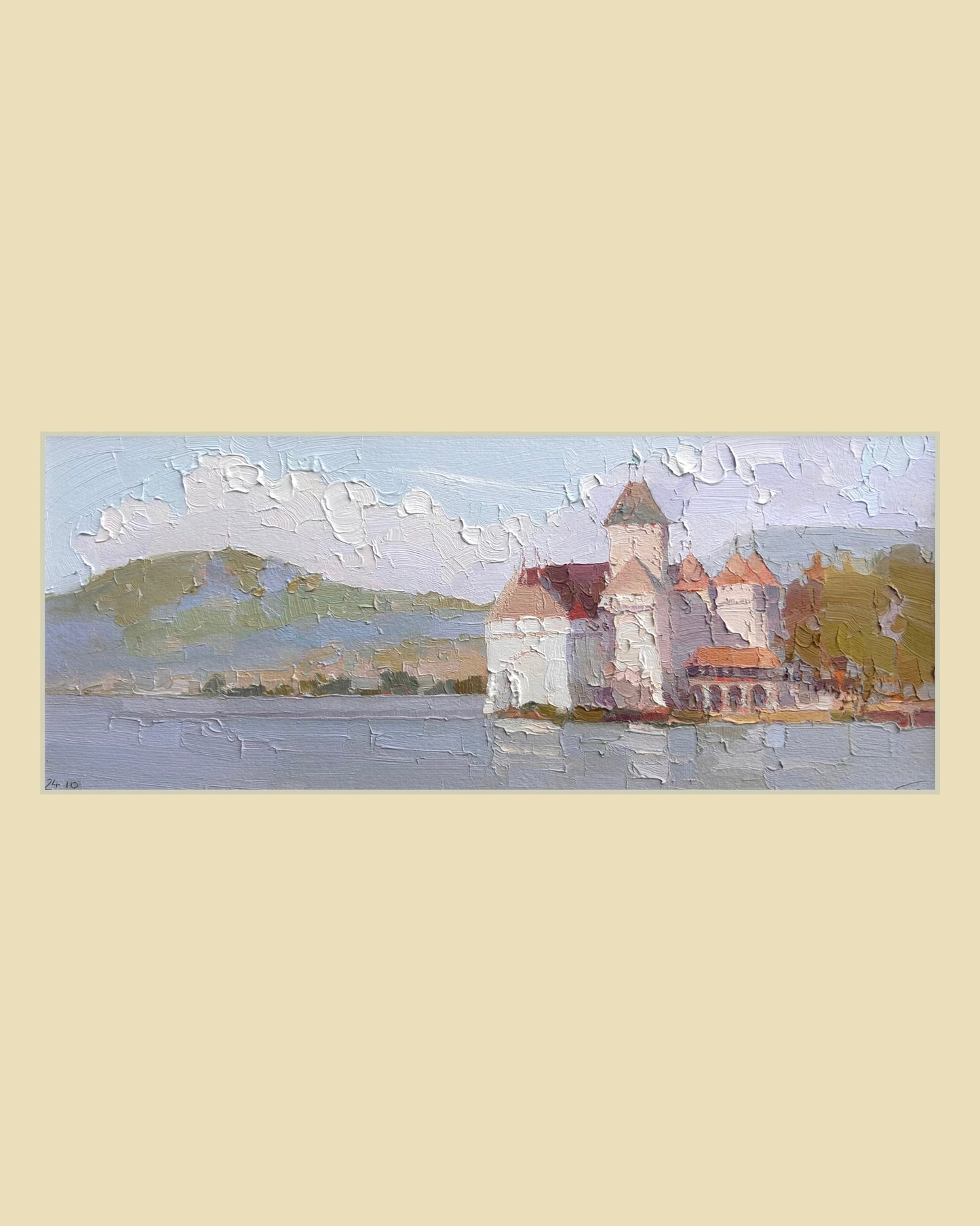 * Château Chillon, view from Villeneve, 24.10.2025. 12.5x31 cm
