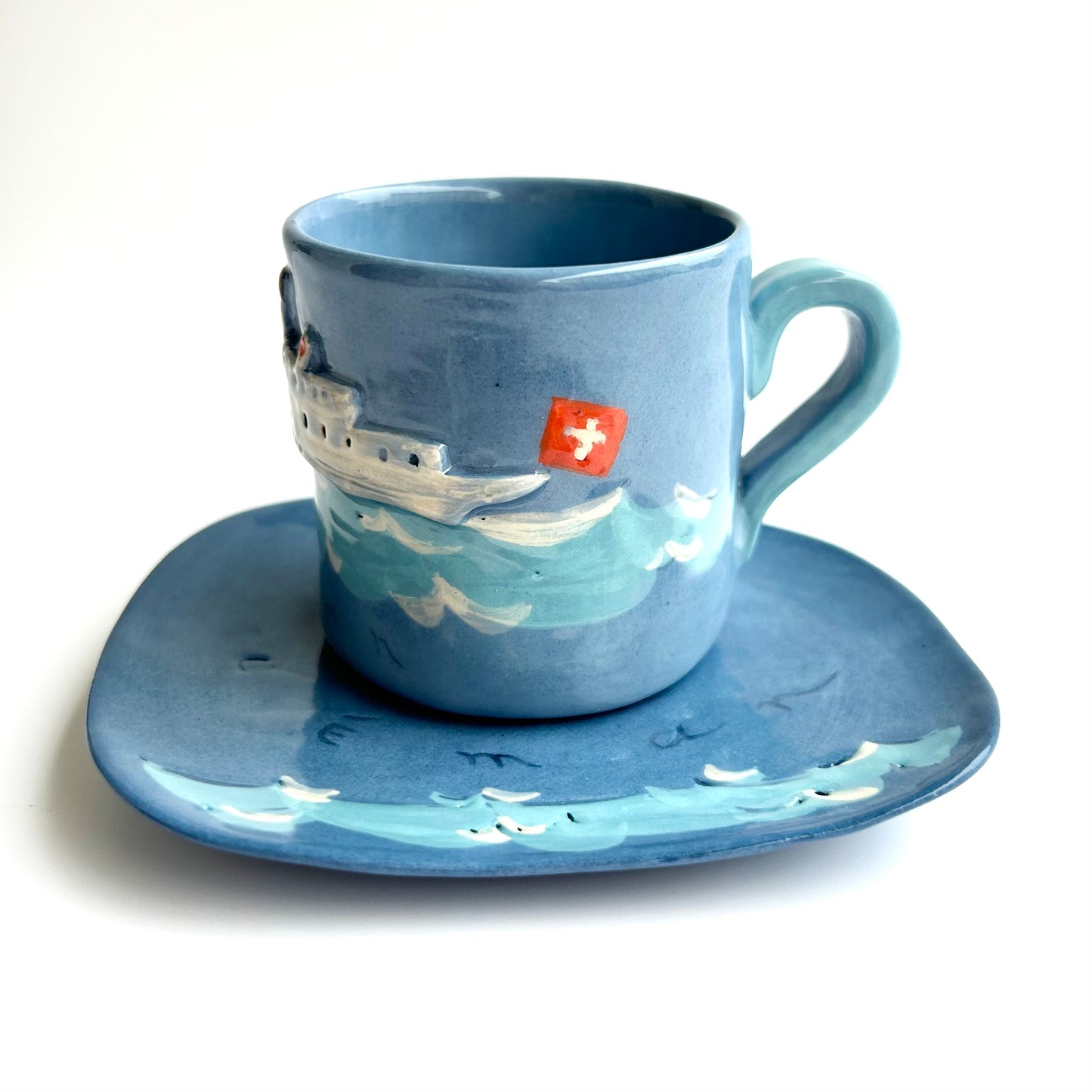 00_Cup 6cm x 5.5 cm diameter, with plate, « Blue Léman » série