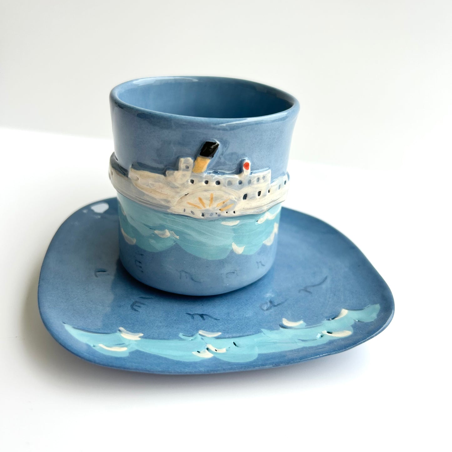 00_Cup 6cm x 5.5 cm diameter, with plate, « Blue Léman » série