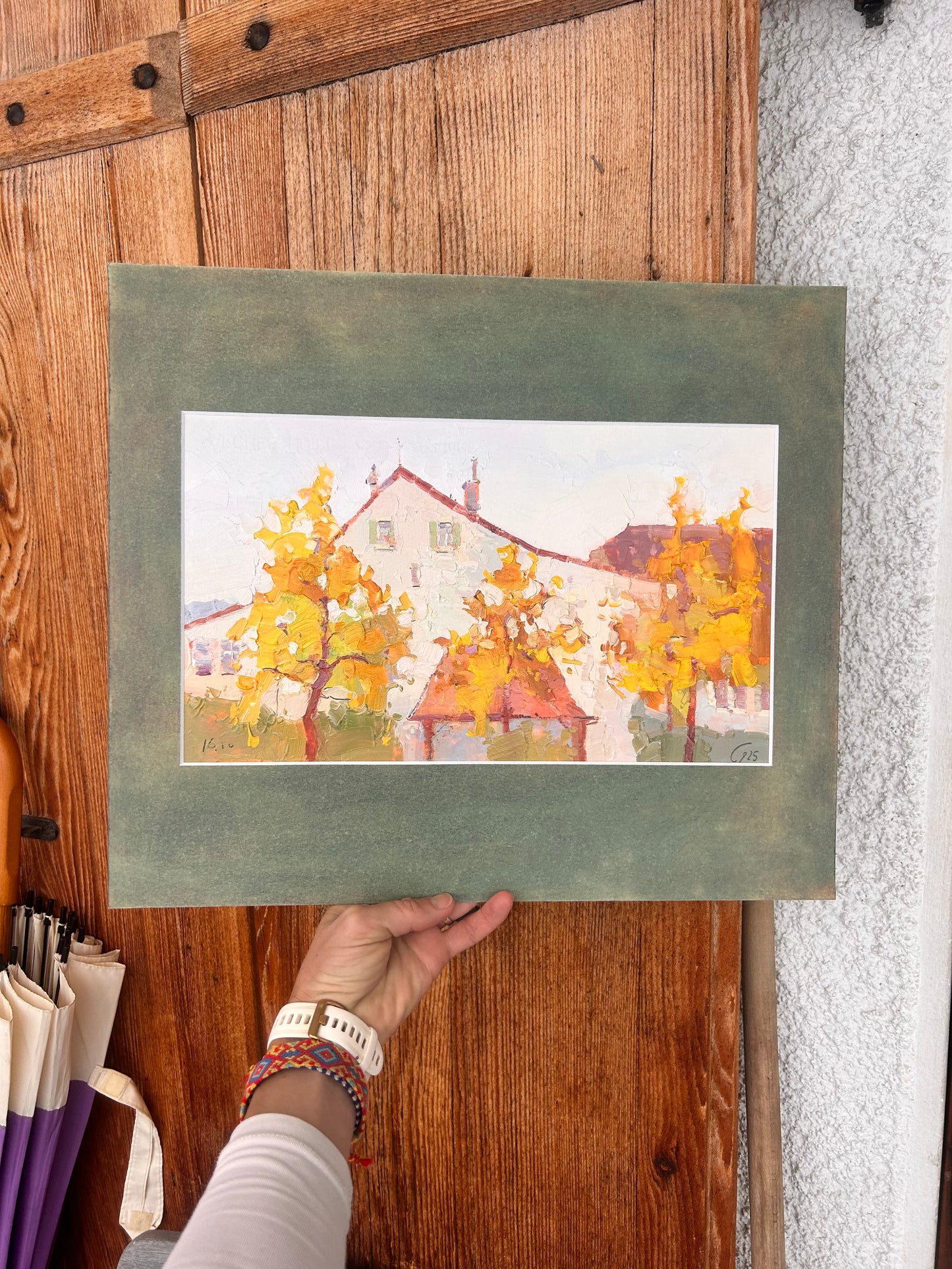 ! Yellow trees. October 16, last leaves. 19.5x33.5 cm