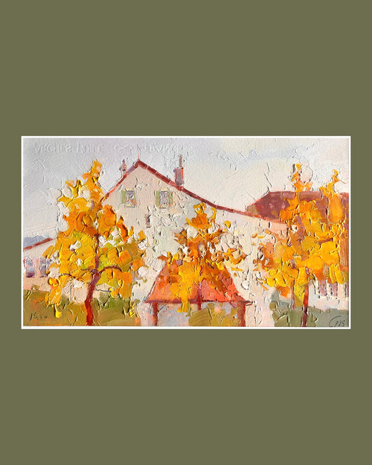 ! Yellow trees. October 16, last leaves. 19.5x33.5 cm