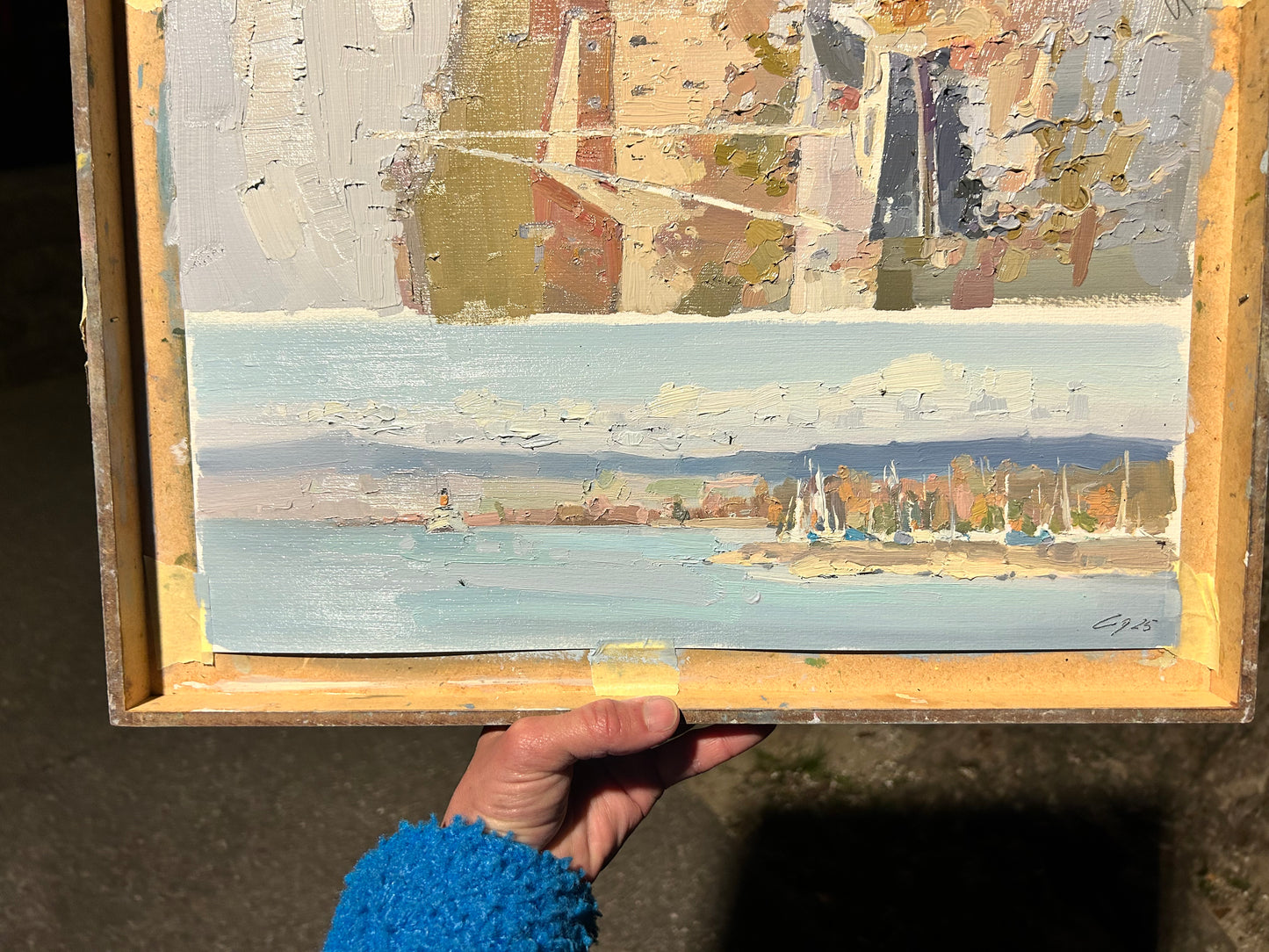 Clouds like sheeps above Léman and Belle Epoque. 23.03.2025. 12x37 cm
