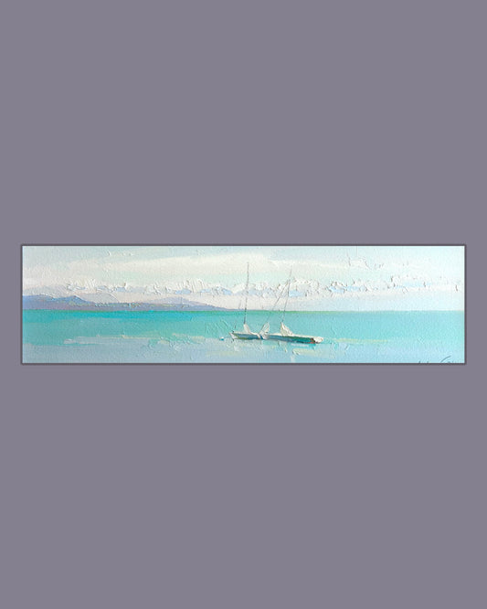 ! First summer day. Lutry. Two boats. 1.06.2026. 10x37 cm