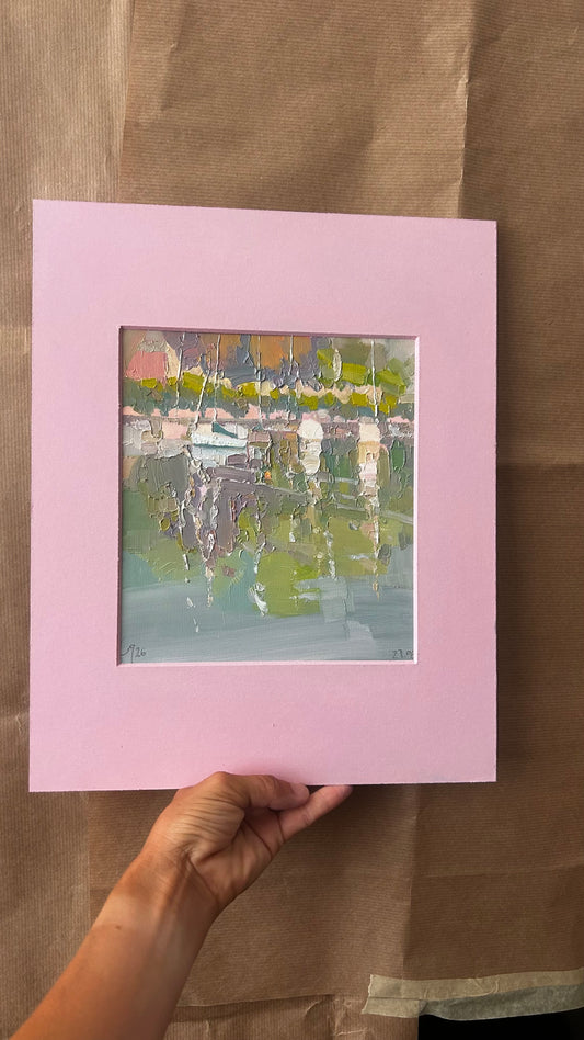 !Water reflections in Lutry port. 27.06.2026. 18.5x20.5 cm