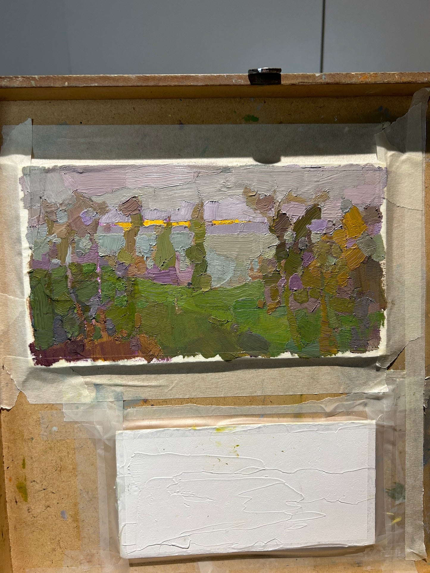 3rd day of Winter. Violet sunset, lac Leman, La Croix sur Lutry. 10.5x20 cm