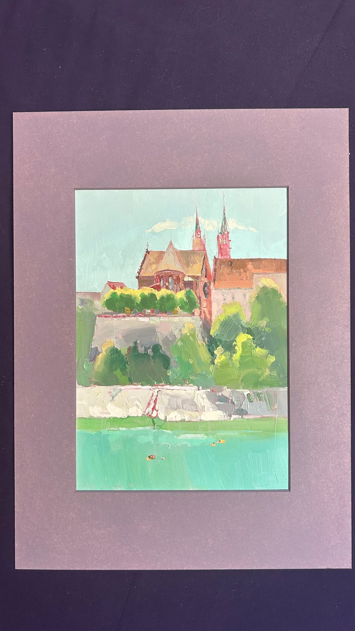 ! Cathedral de Bâle. River with swimmers. Art Basel days. 18.06.2026. 26x37 cm