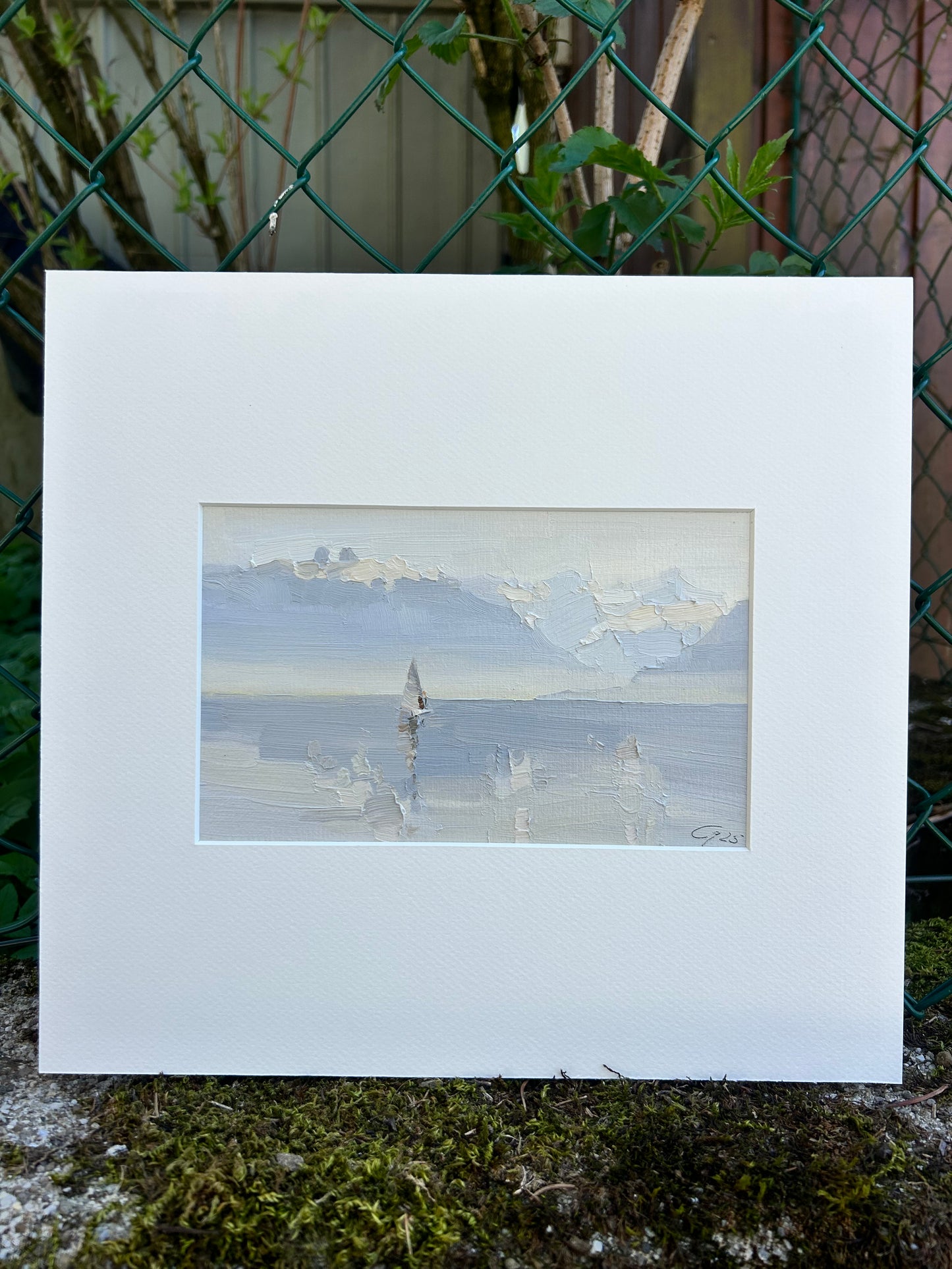 Mild light and fog in Lutry port by February day 2nd etude. 4.02.2025. 12x19.5 cm
