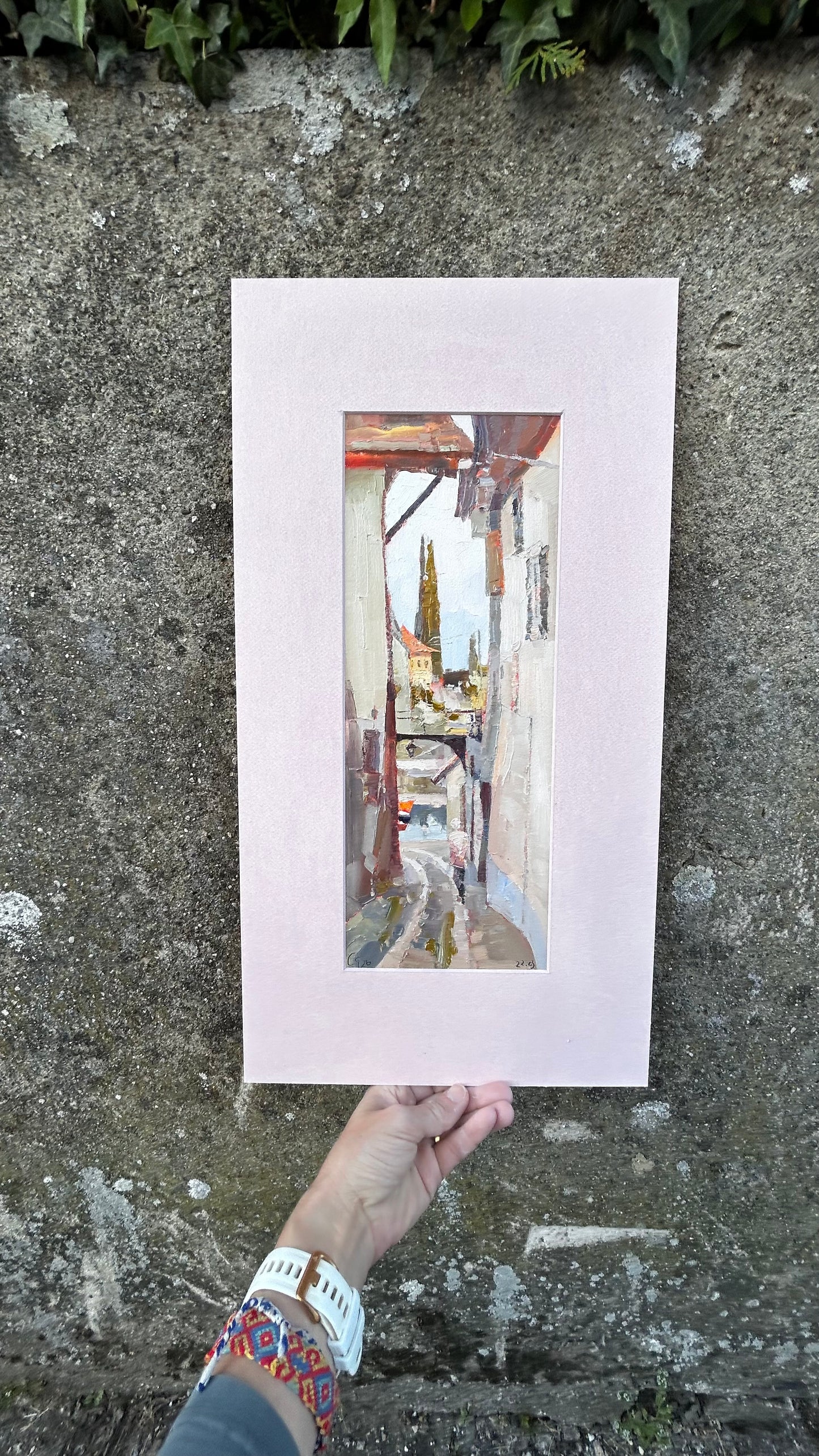 St. Saphorin, Straße am Gare (Bahnhof), 22.03.2026. 14x36 cm.