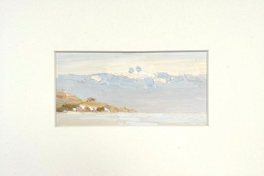 Mild light and fog in Lutry Port by February day. 4.02.2025. 9.5x19.5 cm