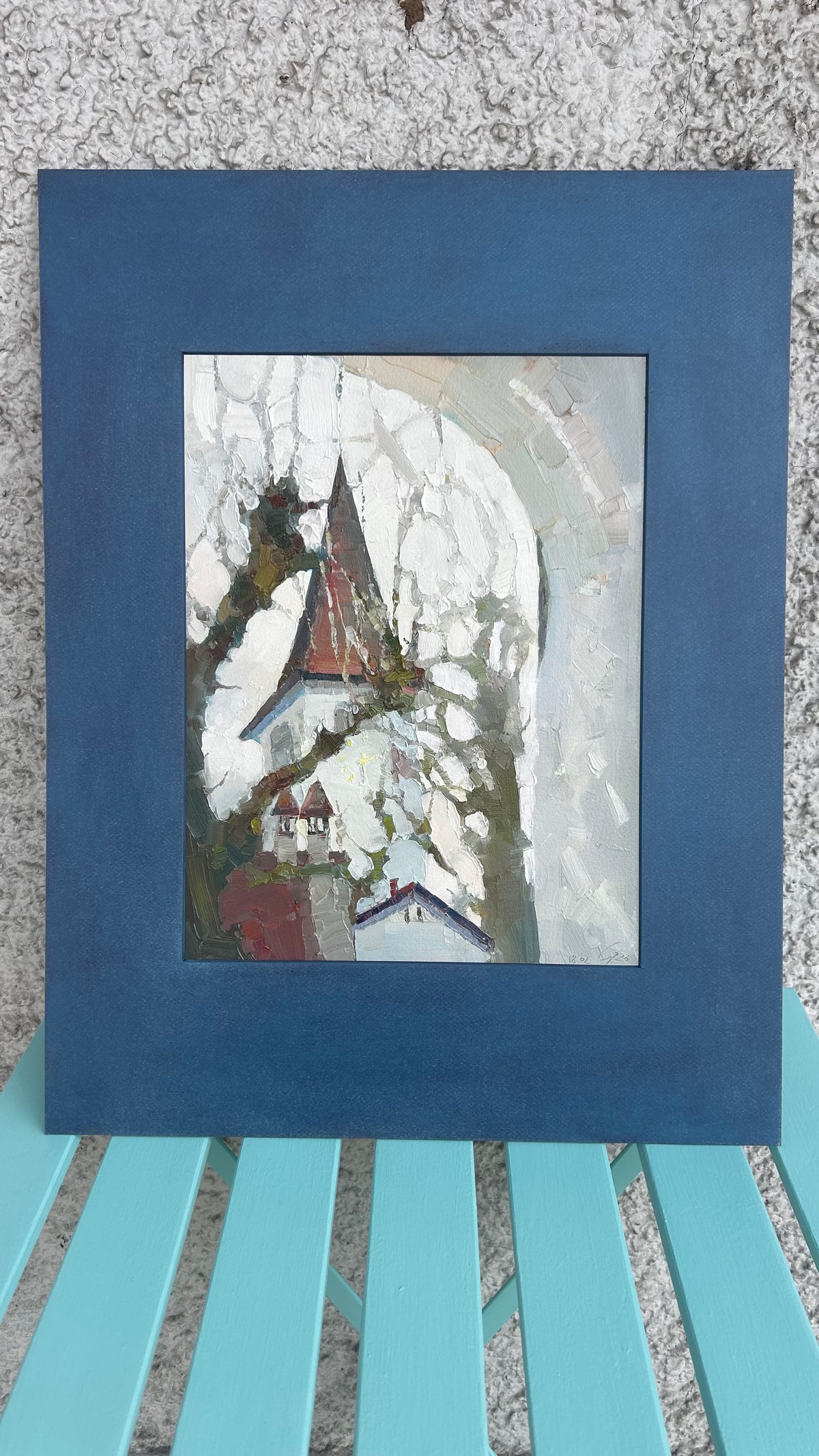 ! Lutry. Temple. Spring is coming. The arrows are blinking in the sunset light. 18.02.2026. 27x36 cm.