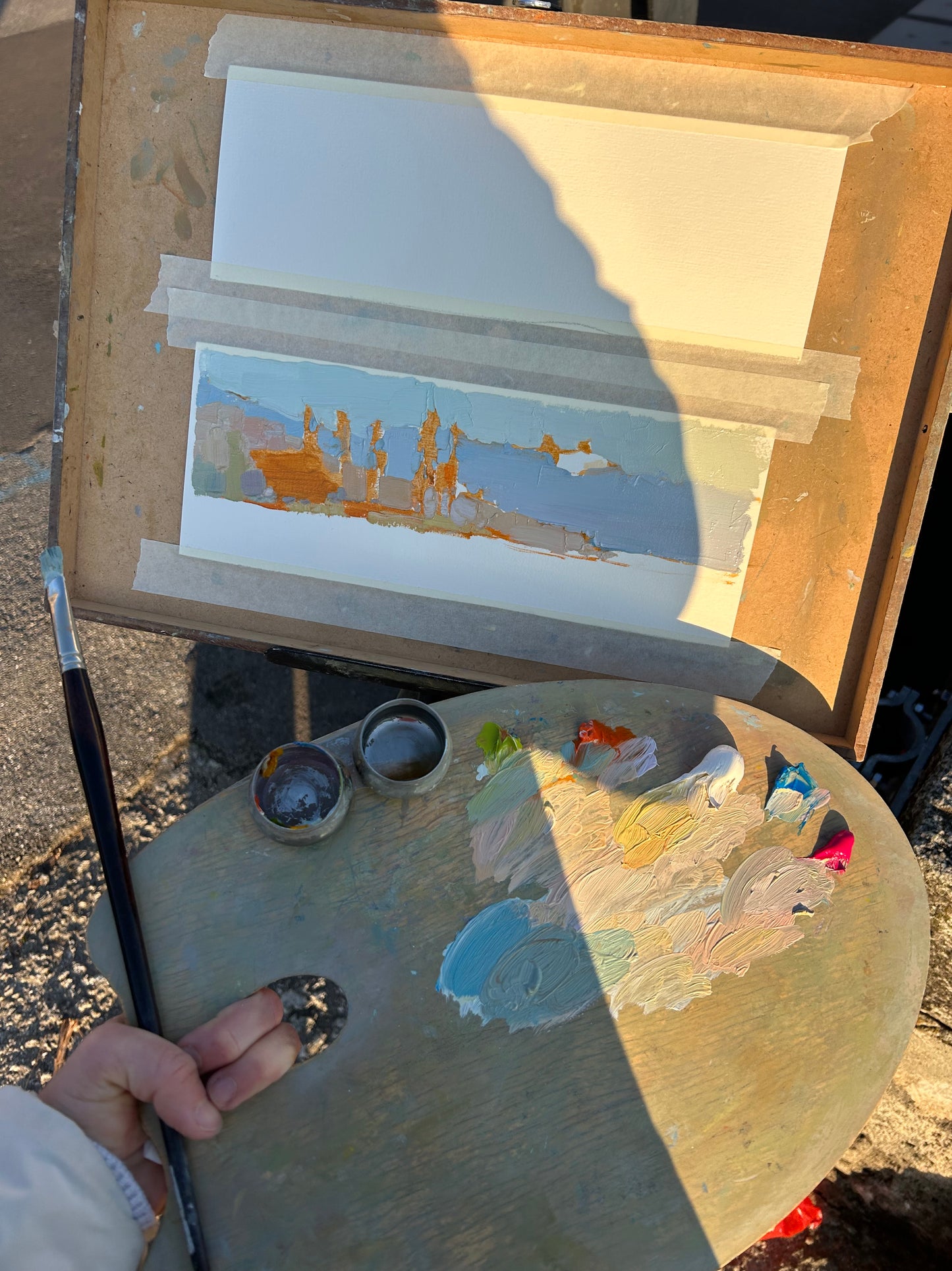 Winter colors at the sunset light, Lutry port. 15.01.2025. 10x27.5 cm
