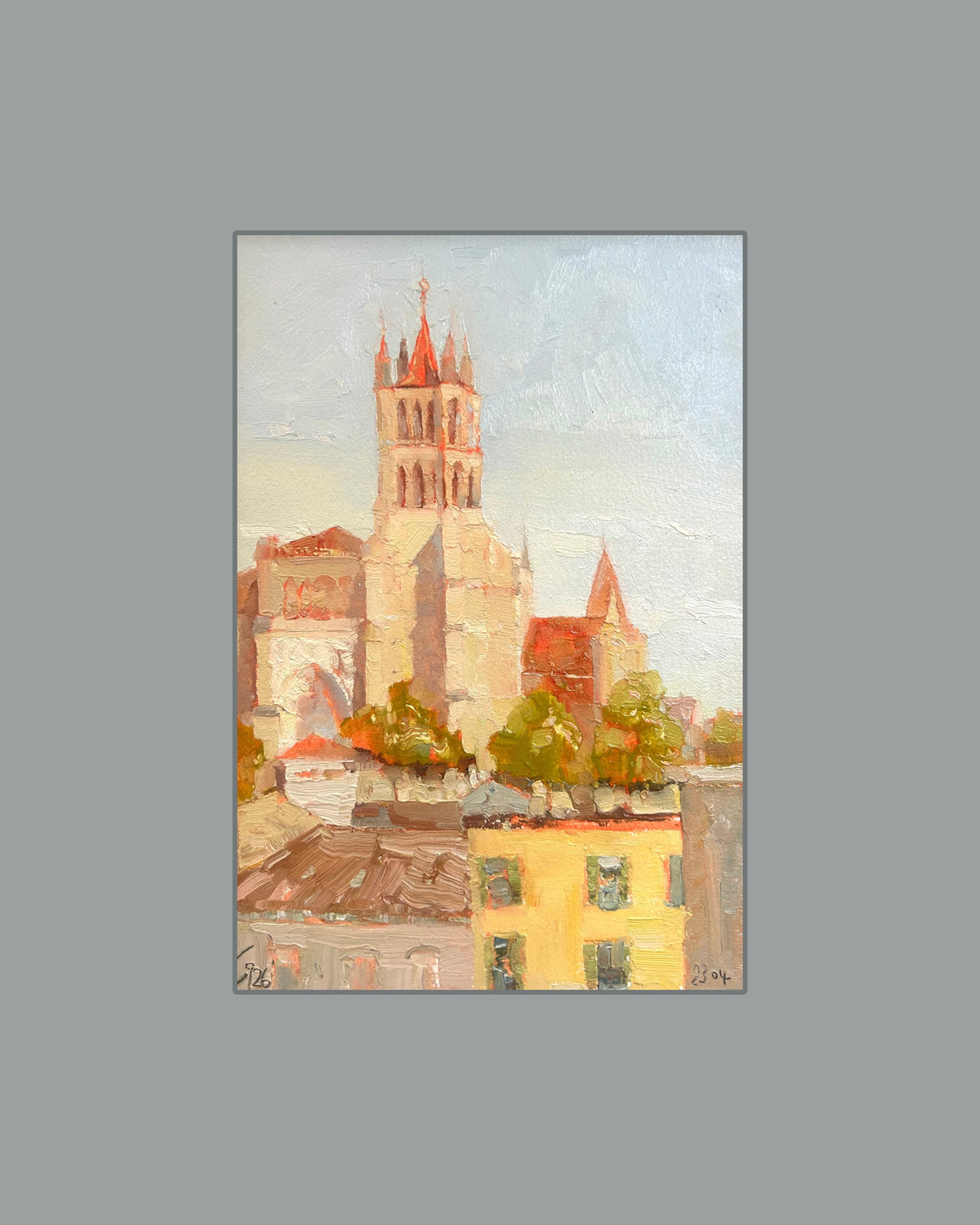 ! Cathedral de Lausanne. View from terrasse in Manor. 18x26 cm. 23.04.2026