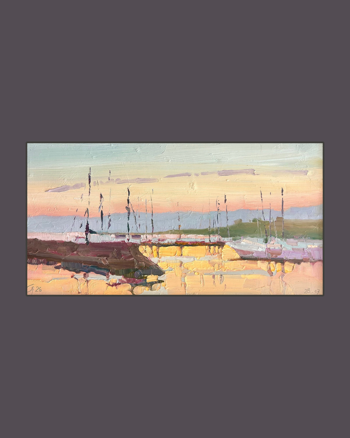 ! Lutry Port. Sunset. Summer light. 28.07.2026. 18.5x35 cm