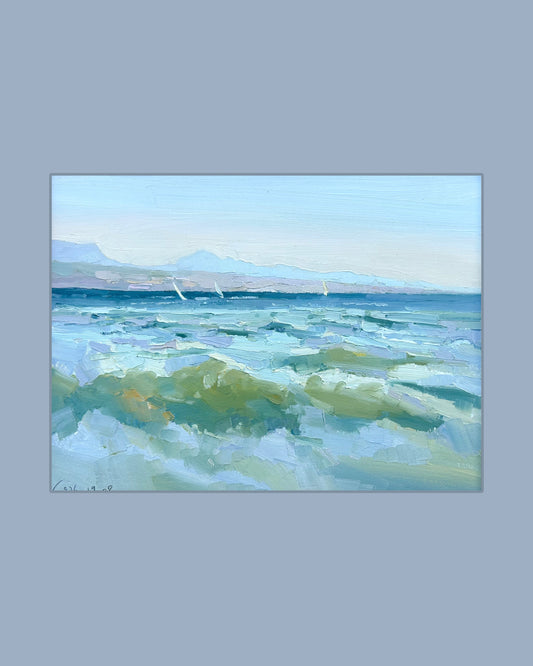*Waves in summer sunset. Lutry Port. 19.08.2026. 26x35 cm