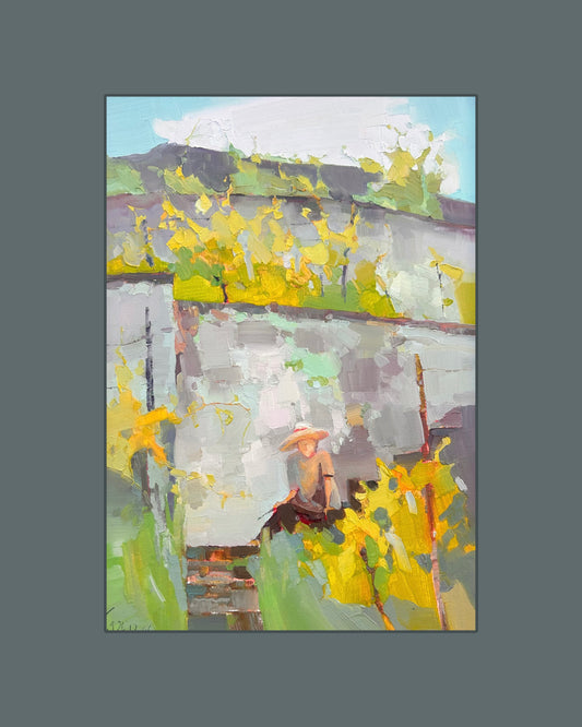 Me in the Vineyards. St-Saphorin. Self portrait. 12.06.2026. 26x37 cm