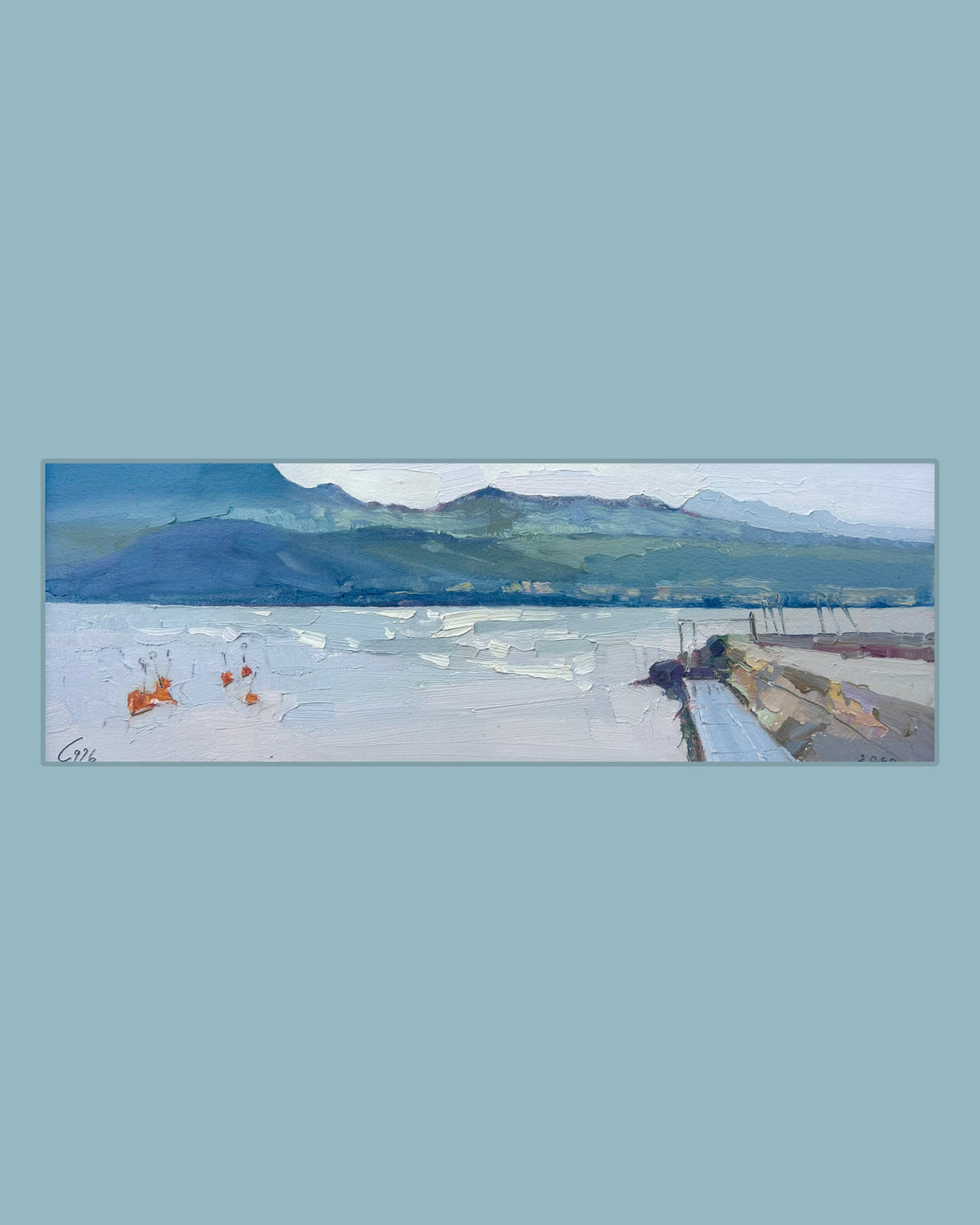 * View to Dent D'Oche. Lutry. Bord du lac. 20.08.2026. 14x38 cm
