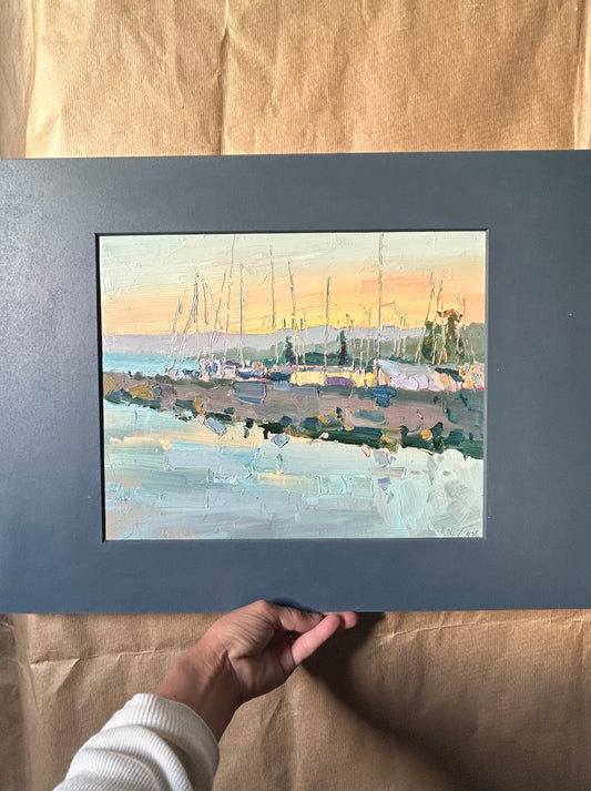! Sunset boats. Lutry Port. 8.08.2026. 26.5x34 cm